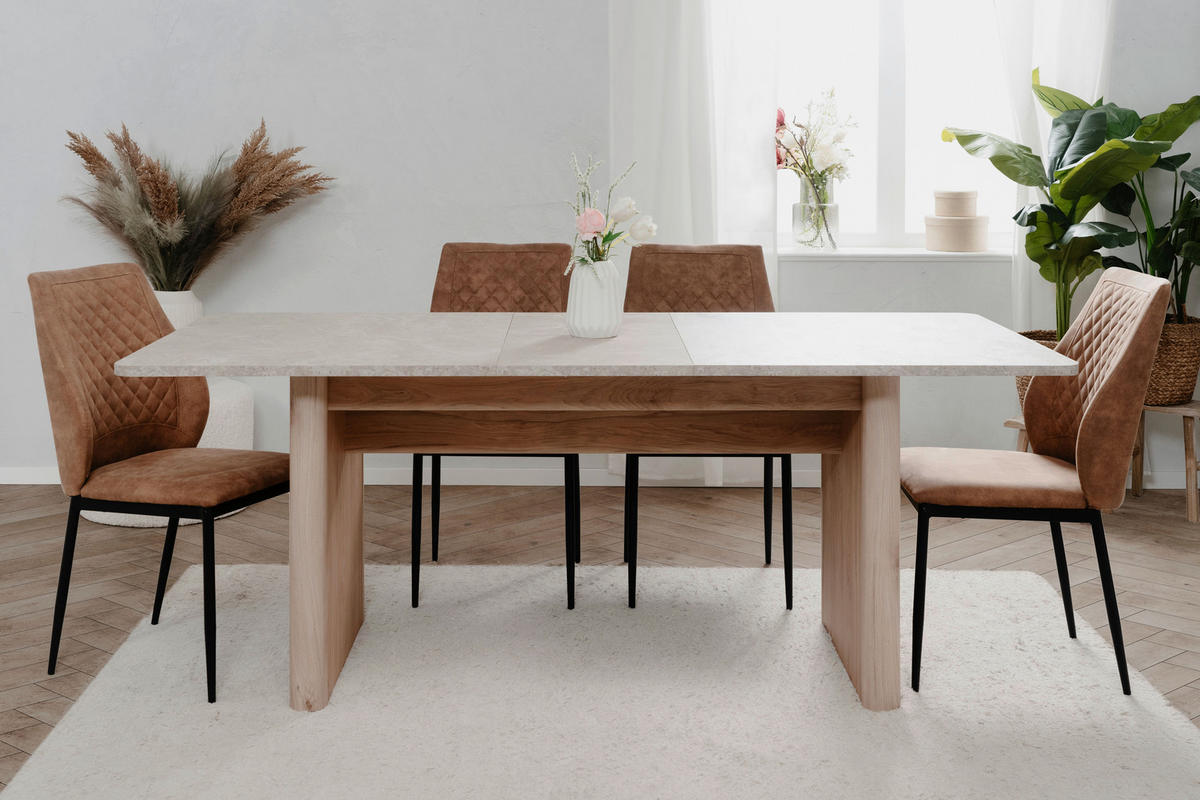 ESSTISCH in Holzwerkstoff 160-200/90/75 cm  - Sandfarben/Braun, Modern, Holzwerkstoff (160-200/90/75cm) - Livetastic