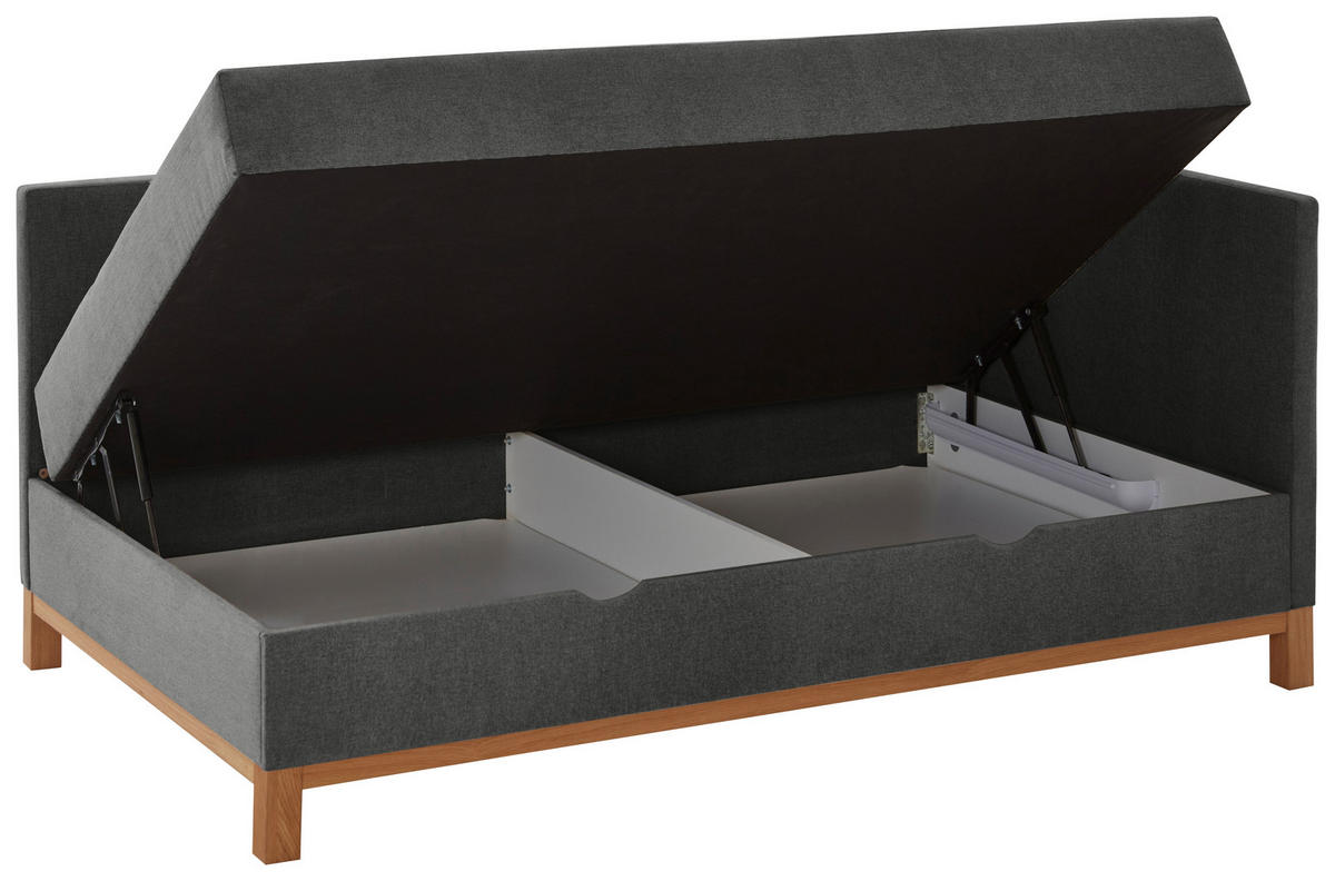 BOXBETT 120/200 cm  in Anthrazit  - Eichefarben/Anthrazit, Design, Holz/Textil (120/200cm) - Boxxx