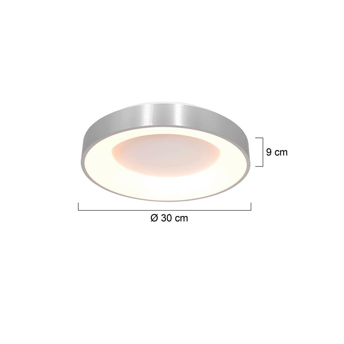 LED-DECKENLEUCHTE Ringlede 30/9 cm   - Silberfarben, KONVENTIONELL, Kunststoff/Metall (30/9cm)