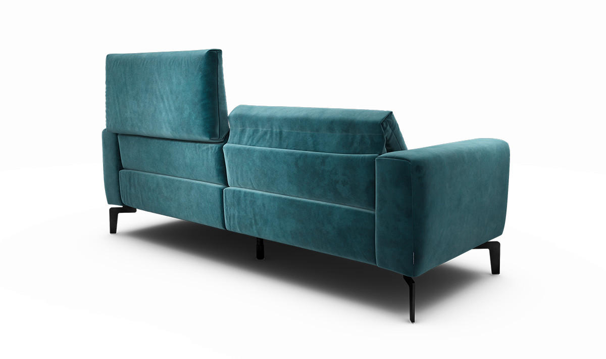 2,5-Sitzer inkl. Hocker Samt Blau  - Blau/Schwarz, Design, Textil/Metall (220/86/86-94cm) - SENSOO
