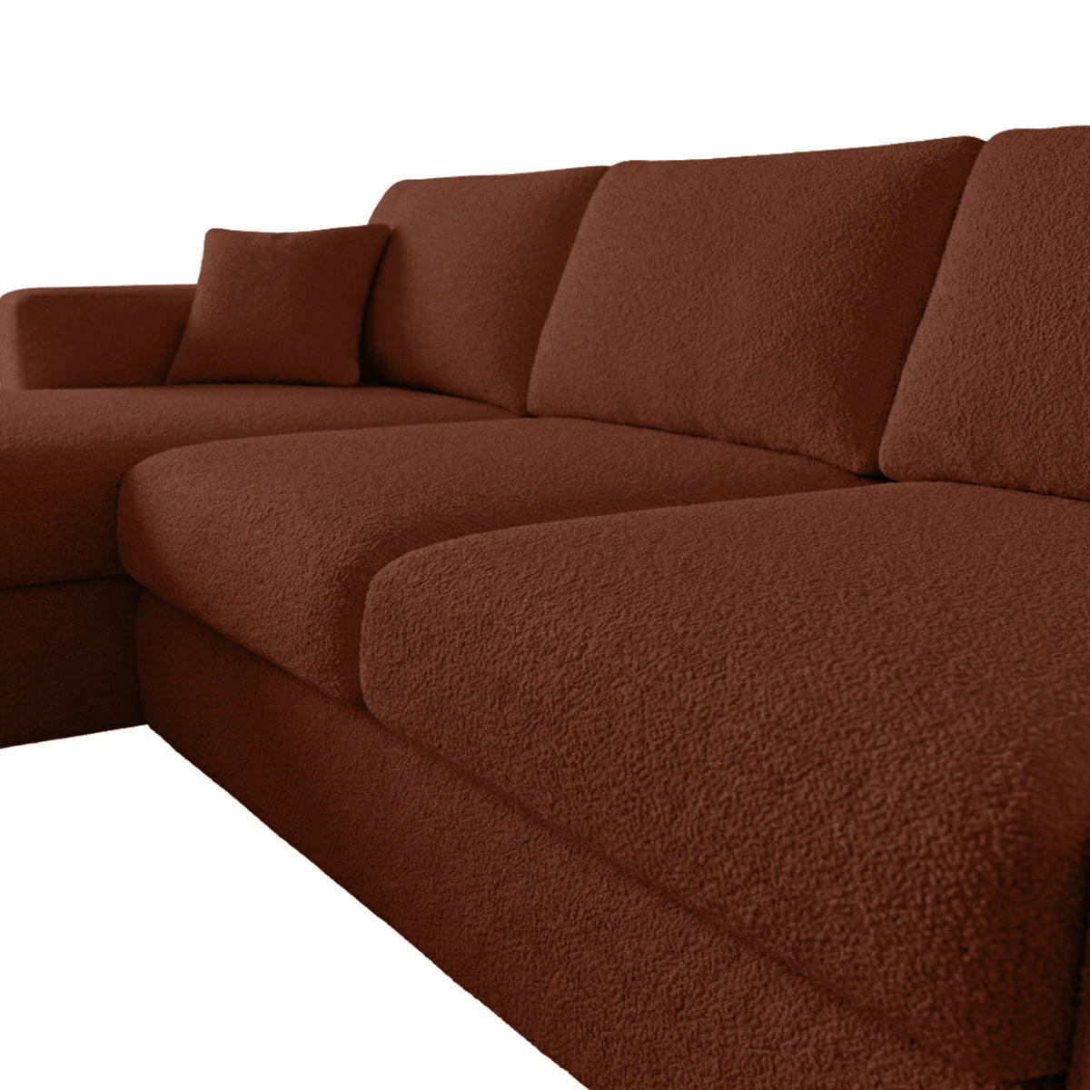 ECKSOFA LAPIT Rot Chenille Zierkissen, Rückenkissen, Bettkasten  - Rot/Schwarz, Design, Holz/Textil (170/240cm) - MID.YOU