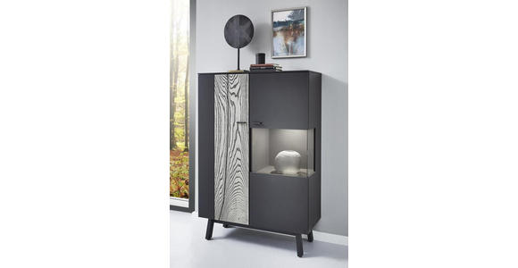 HIGHBOARD 97,5/144/41,2 cm - Anthrazit/Grau, Design, Glas/Holz (97,5/144/41,2cm) - Dieter Knoll