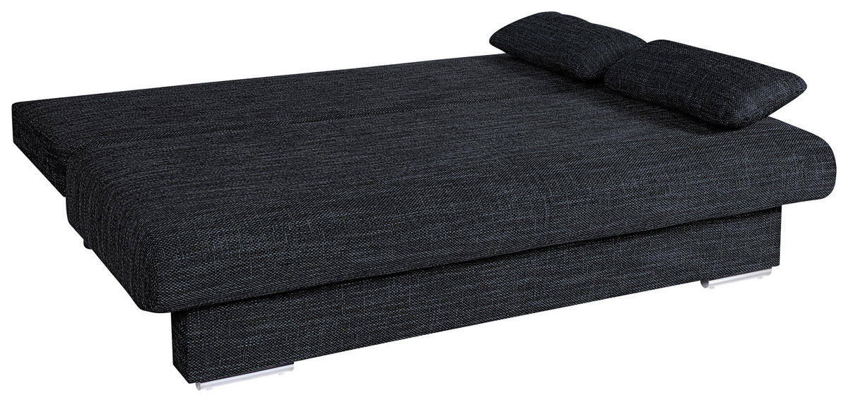 SCHLAFSOFA  mit Liegefunktion, Rücken echt Webstoff Schwarz  - Chromfarben/Schwarz, Design, Kunststoff/Textil (193/85/86cm) - P & B