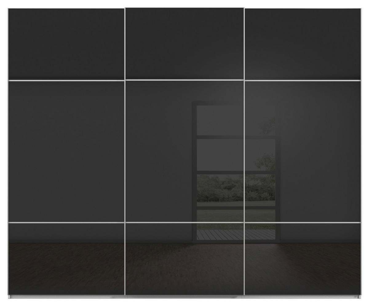 SCHWEBETÜRENSCHRANK in Grau, Schwarz  - Alufarben/Schwarz, Konventionell, Glas/Holzwerkstoff (271/223/68cm) - Novel