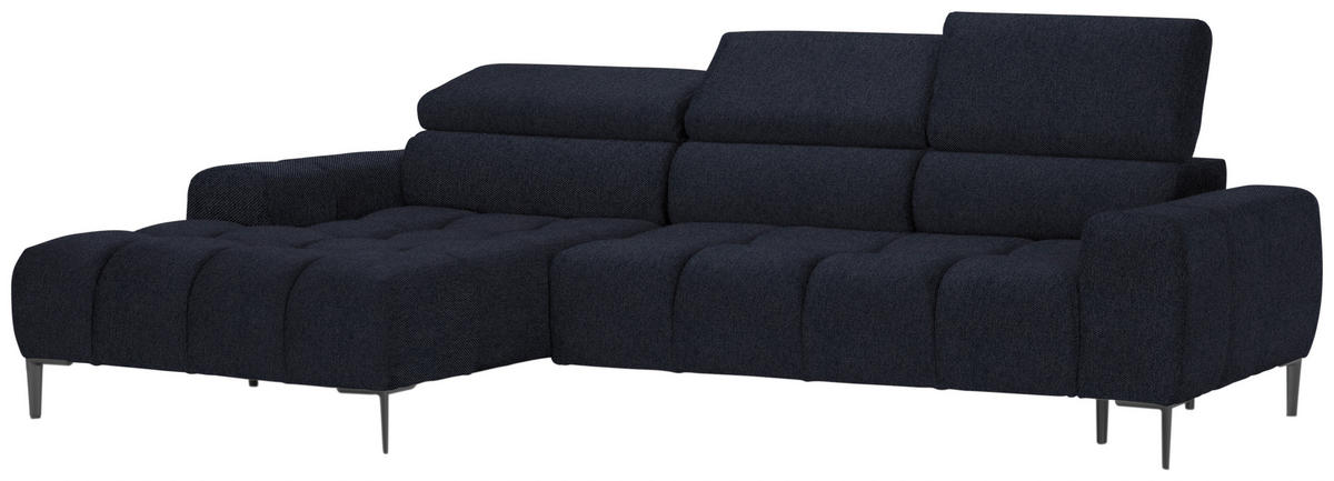ECKSOFA in Webstoff Schwarz  - Schwarz, Design, Textil/Metall (177/270cm) - Welnova