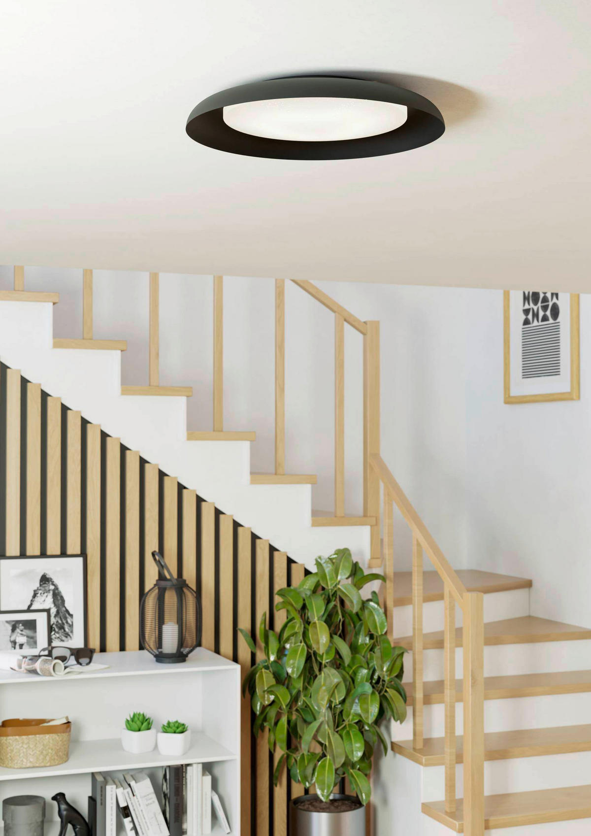 DECKENLEUCHTE  46,5/6 cm    - Schwarz/Weiß, KONVENTIONELL, Kunststoff/Metall (46,5/6cm) - Eglo