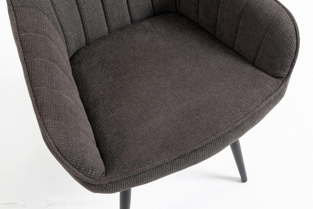 ARMLEHNSTUHL  Sitzfläche 180° drehbar   - Anthrazit/Schwarz, MODERN, Textil/Metall (63/83/63cm) - Livetastic