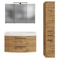 Baie  - alb/culoare lemn stejar, Modern, piatră/material pe bază de lemn (100/59/50cm) - Held