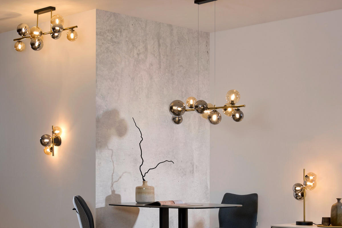 LED-HÄNGELEUCHTE 86,6/36/120 cm    - Goldfarben/Bernsteinfarben, Lifestyle, Glas/Metall (86,6/36/120cm) - Dieter Knoll