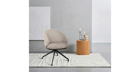 ARMLEHNSTUHL  Typenauswahl, Sitzfläche 360° drehbar, automatische Rückholfunktion Chenille, Flanell  - Taupe/Schwarz, Design, Textil/Metall (61/83/60cm) - Novel