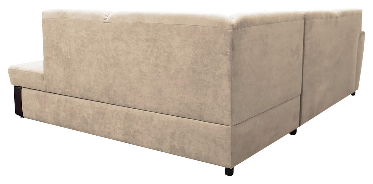ECKSOFA in Velours Dunkelbraun, Beige  255/196 cm  - Dunkelbraun/Beige, Design, Kunststoff/Textil (255/196cm) - MID.YOU