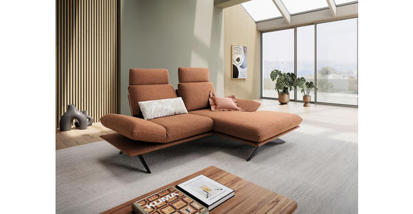 ECKSOFA  in Flachgewebe Cognac  234/155 cm  - Cognac/Schwarz, Design, Textil/Metall (234/155cm) - Dieter Knoll