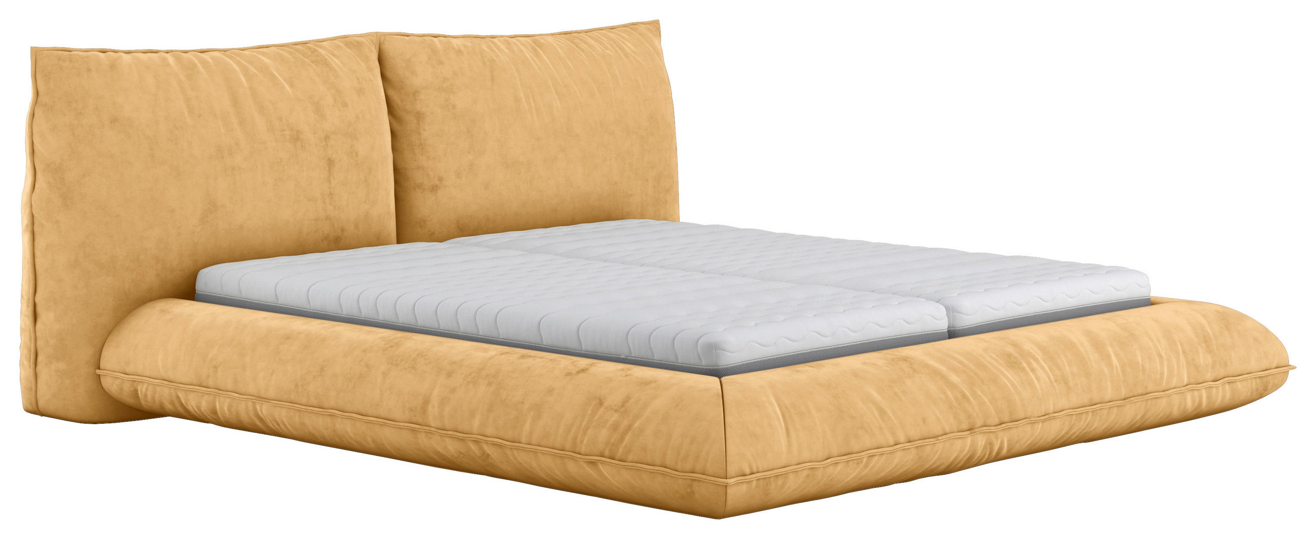 POLSTERBETT 180/200 cm,  in Senfgelb,  - Senfgelb/Schwarz, Design, Textil/Metall (180/200cm) - Belluti