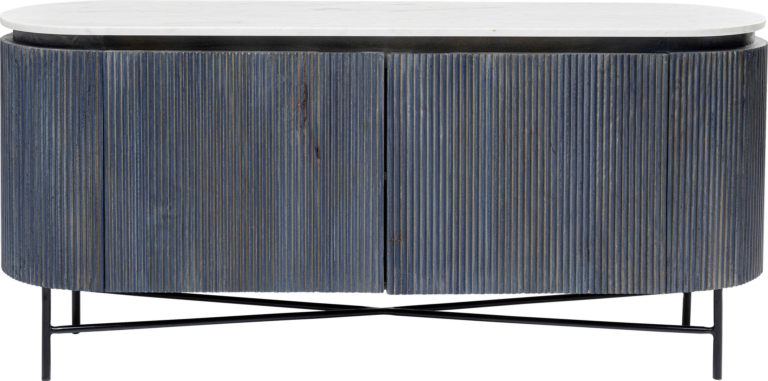 Sideboard 160 Cm Mangoholz Anthrazit Marmor/weiß