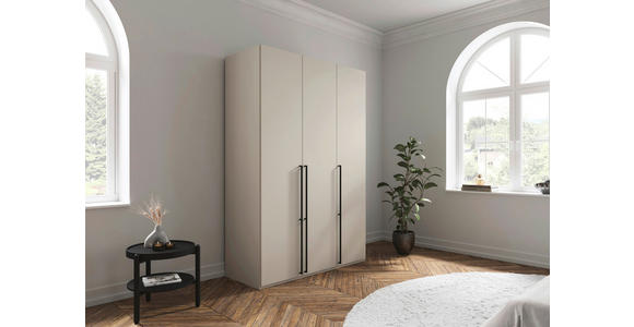 DREHTÜRENSCHRANK 151/223/61 cm,  in Champagner, 3-türig  - Champagner/Schwarz, Basics, Holzwerkstoff/Metall (151/223/61cm) - Novel