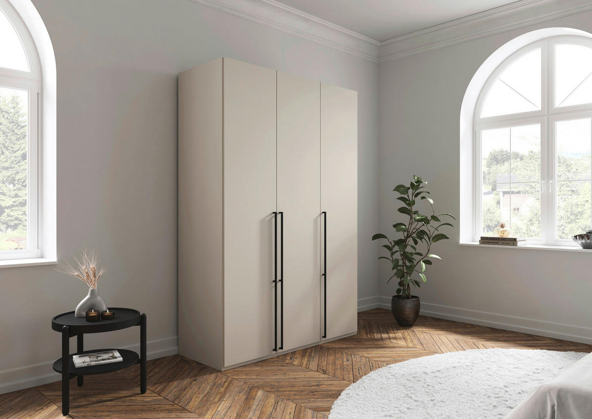 DREHTÜRENSCHRANK 151/223/61 cm,  in Champagner, 3-türig  - Champagner/Schwarz, Basics, Holzwerkstoff/Metall (151/223/61cm) - Novel