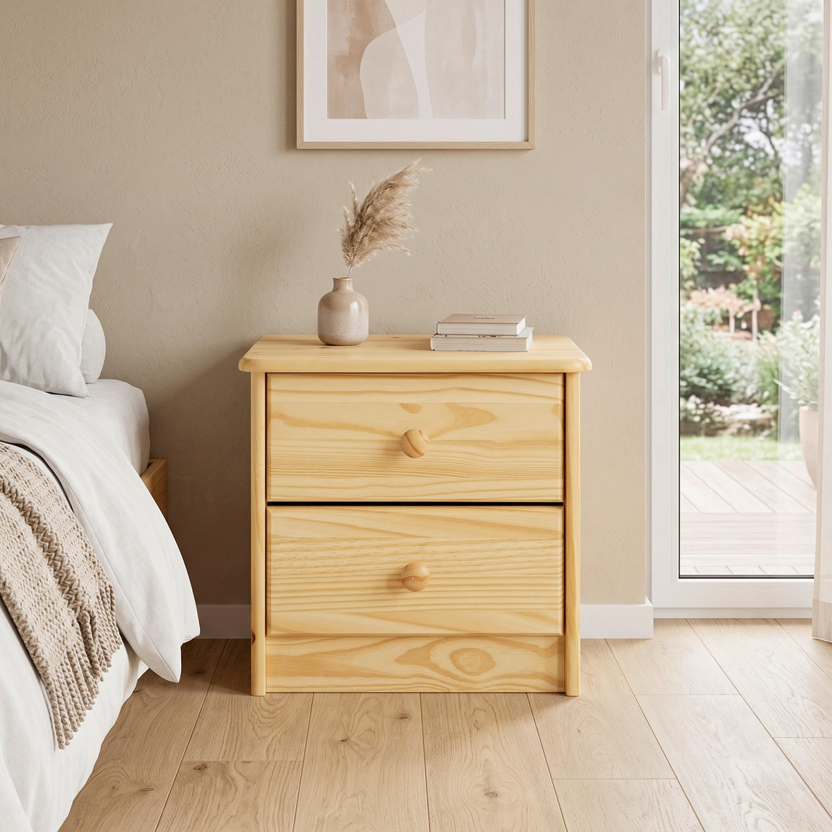 KOMMODE , 43/42/35 cm, 2 Schublade(n)  - Naturfarben, Design, Holz (43/42/35cm) - MID.YOU
