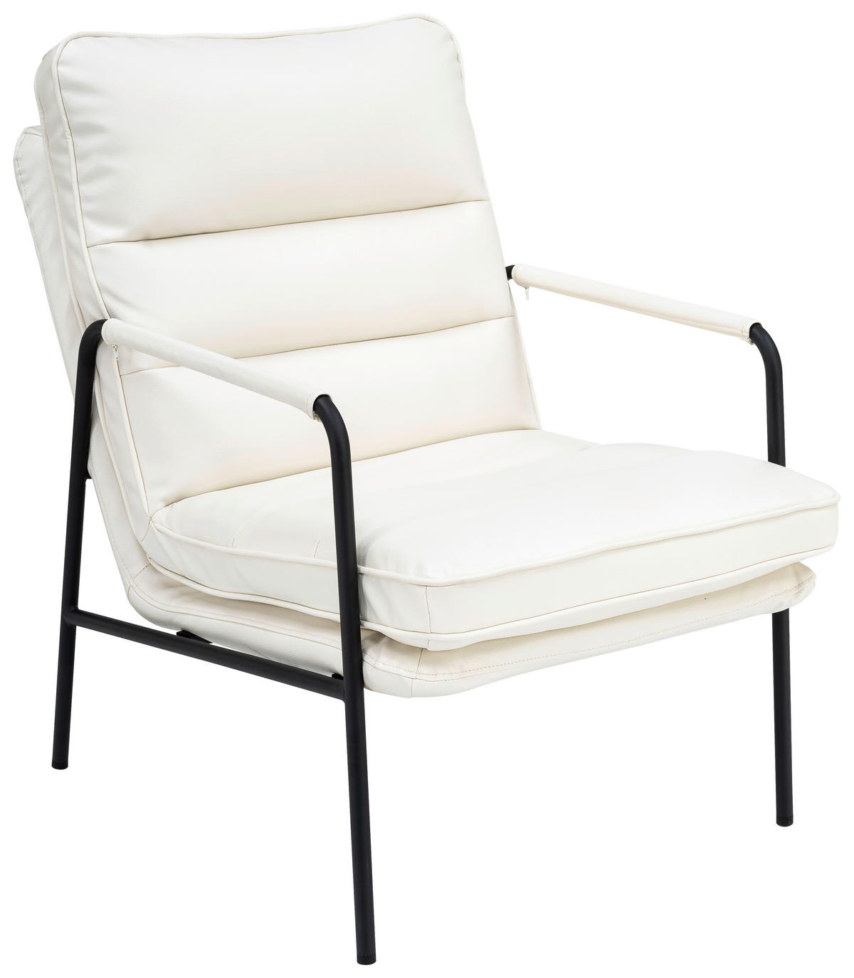 SESSEL Lederlook Weiß    - Schwarz/Weiß, MODERN, Textil/Metall (58,5/85/82cm) - MID.YOU