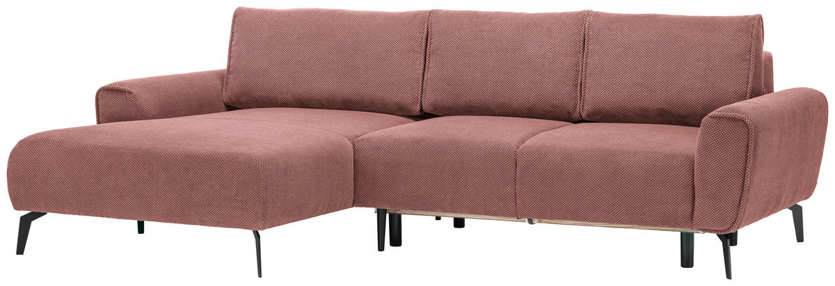 ECKSOFA in Webstoff Koralle  - Koralle/Schwarz, Design, Textil/Metall (170/272cm) - Welnova