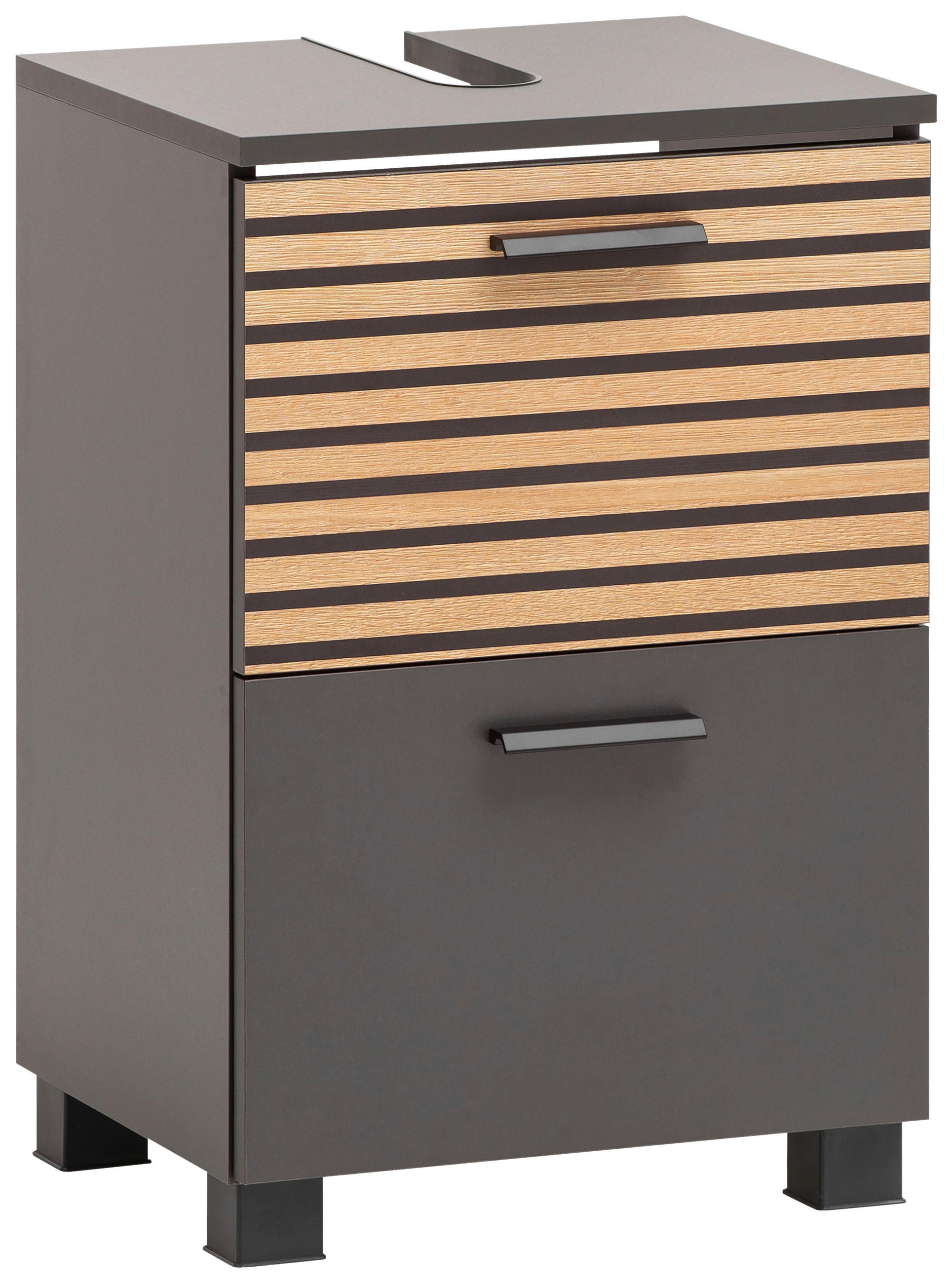 Stylife Waschbeckenunterschrank Katta Anthrazit, Eiche 40.2x60.8x35 cm