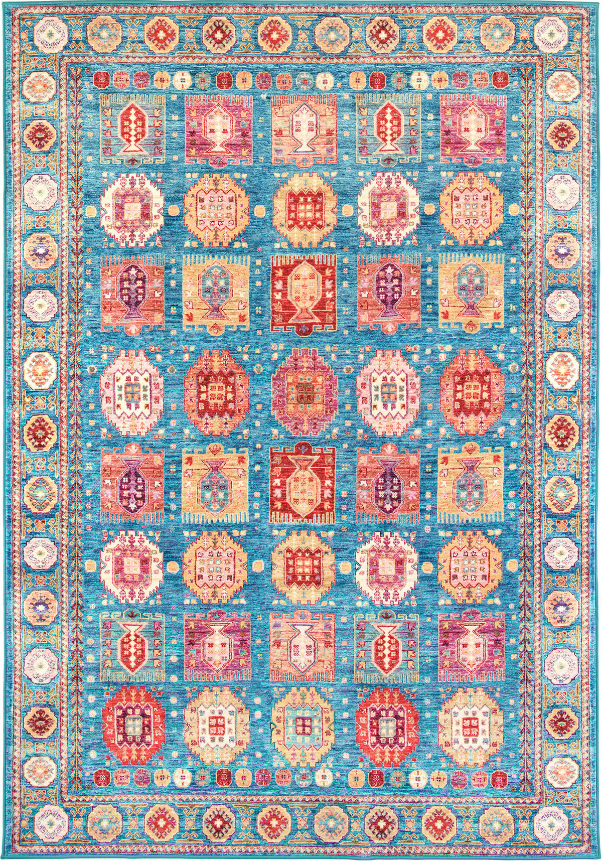 VINTAGE-TEPPICH Cortea Zylar 200/290 cm  in Hellblau, Dunkelrosa, Elfenbein  - Elfenbein/Dunkelrosa, LIFESTYLE, Kunststoff/Textil (200/290cm) - Lindorug