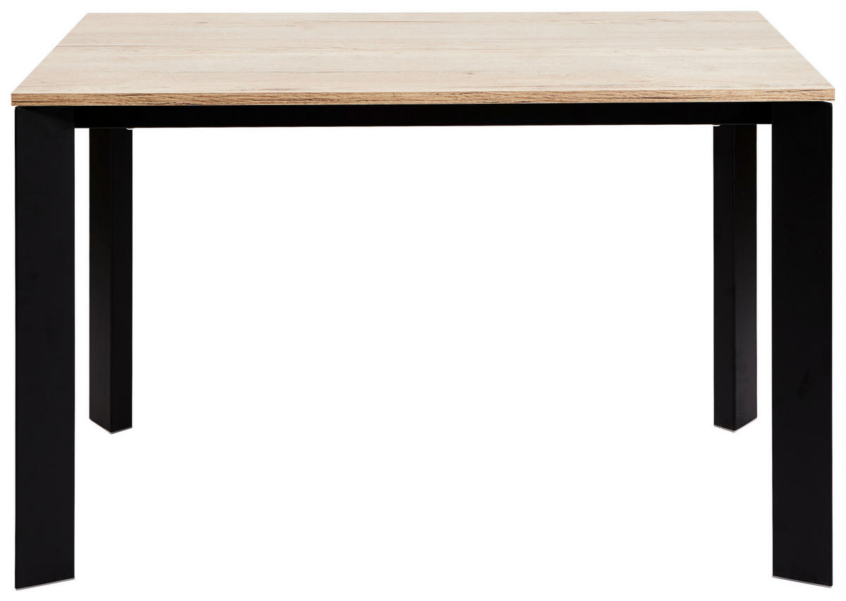 ESSTISCH Schwarz, Eichefarben rechteckig  ausziehbar, in verschiedenen Größen erhältlich, in verschiedenen Holzdekoren erhältlich  - Eichefarben/Schwarz, Design, Holzwerkstoff/Metall (120-180/80/75cm) - home24
