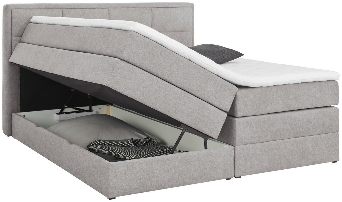 BOXSPRINGBETT 160/200 cm  in Grau  - Schwarz/Grau, KONVENTIONELL, Kunststoff/Textil (160/200cm) - Carryhome