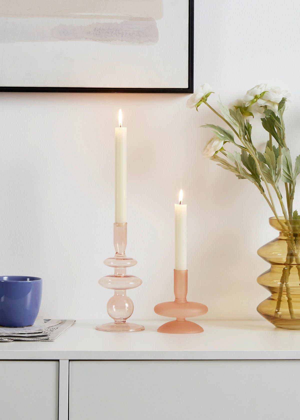 STABKERZENHALTER - Pink, LIFESTYLE, Glas (10/12cm)