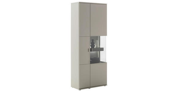 VITRINE in furniert Grau, Eichefarben - Eichefarben/Grau, Design, Glas/Holzwerkstoff (80/201/37cm) - Novel