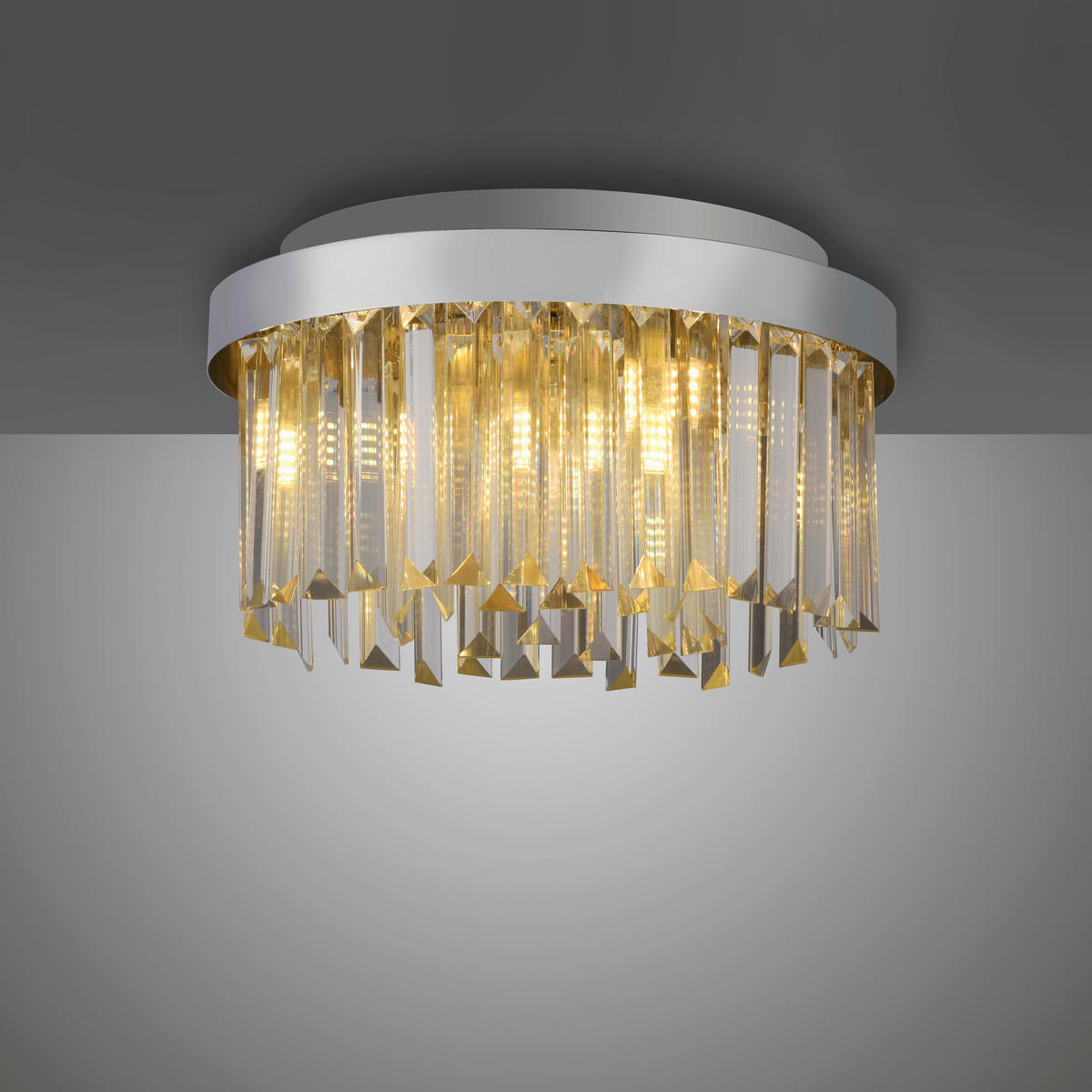 STROPNA SVETILKA 30/30/17 cm   - barve kroma, Design, kovina/umetna masa (30/30/17cm)