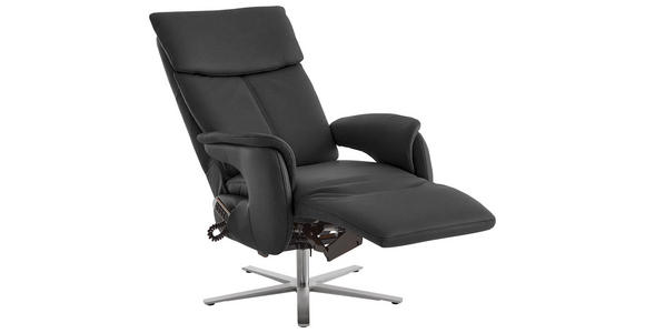 RELAXSESSEL in Leder Anthrazit - Edelstahlfarben/Anthrazit, Design, Leder/Metall (70/124/85cm) - Cantus