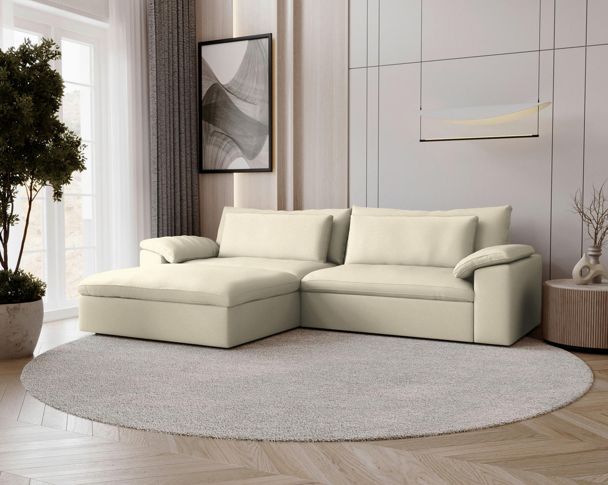 ECKSOFA  Chenille Naturfarben  - Schwarz/Naturfarben, Modern, Kunststoff/Textil (198/306cm) - Carryhome