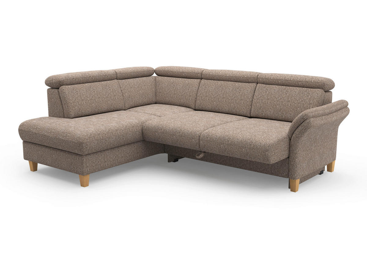 ECKSOFA GLENDALE E in Chenille Cappuccino  193/247 cm  - Eichefarben/Cappuccino, KONVENTIONELL, Holz/Textil (193/247cm) - Sit & More