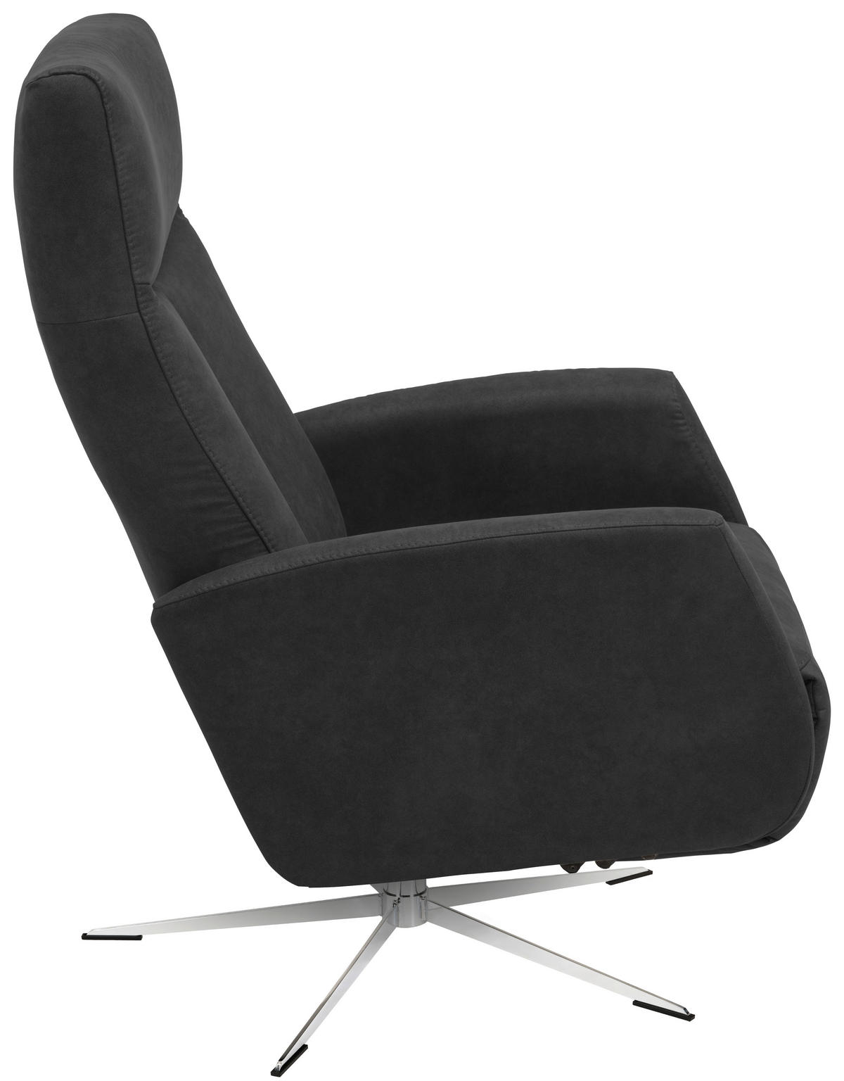 RELAXSESSEL Echtleder Relaxfunktion, Fußteilverstellung    - Silberfarben/Schwarz, Design, Leder/Metall (74/101/84cm) - Welnova