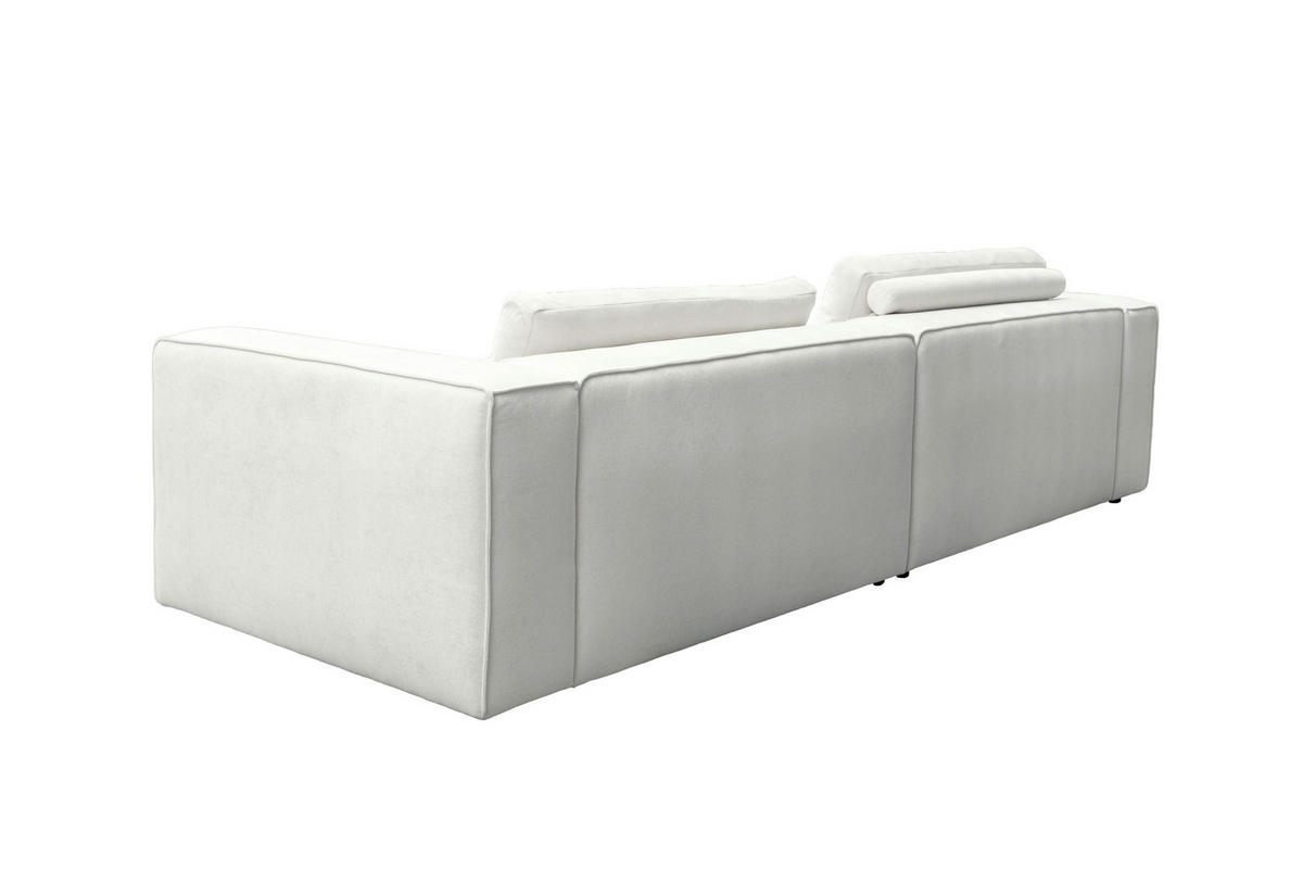 ECKSOFA Weiß Chenille Rücken echt  - Schwarz/Weiß, MODERN, Kunststoff/Textil (185/296cm) - Hom`in