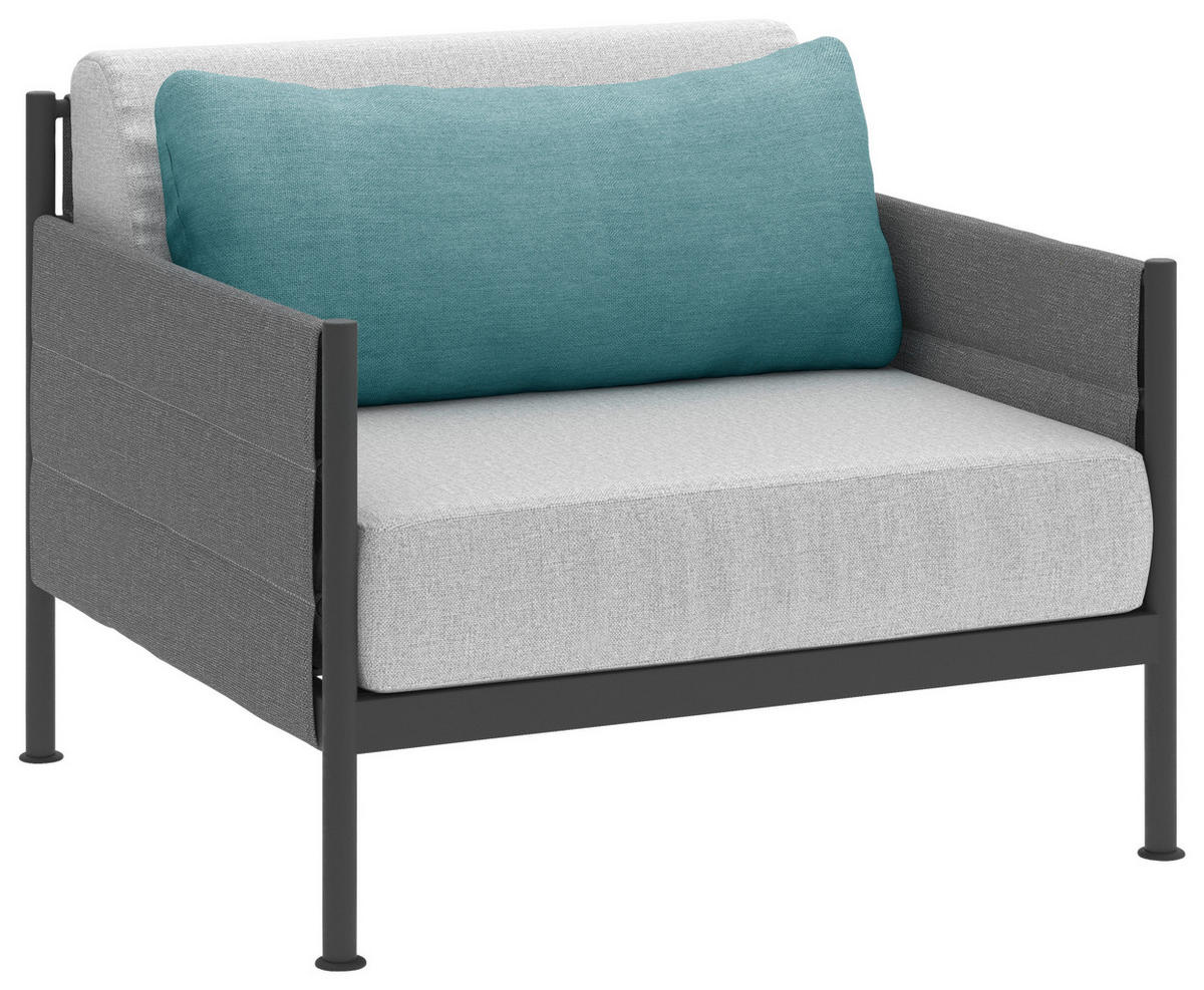 LOUNGESESSEL Anthrazit, Petrol, Hellgrau Aluminium  - Anthrazit/Petrol, Design, Textil/Metall (93/73/91cm) - Lomoco