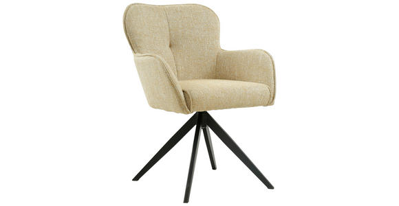 ARMLEHNSTUHL in Eisen Webstoff - Gelb/Schwarz, Design, Textil/Metall (62/88/65cm) - Novel