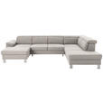 WOHNLANDSCHAFT inkl.Funktionen Ecru Webstoff  - Ecru/Silberfarben, Design, Textil/Metall (168/320/226cm) - Xora