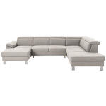 WOHNLANDSCHAFT inkl.Funktionen Ecru Webstoff  - Ecru/Silberfarben, Design, Textil/Metall (168/320/226cm) - Xora