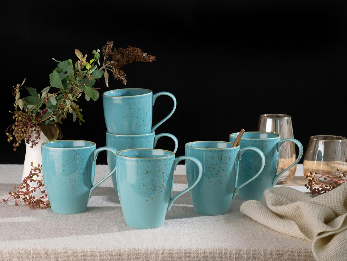 KAFFEEBECHERSET 6-teilig  - Türkis, Trend, Keramik (300ml) - Creatable