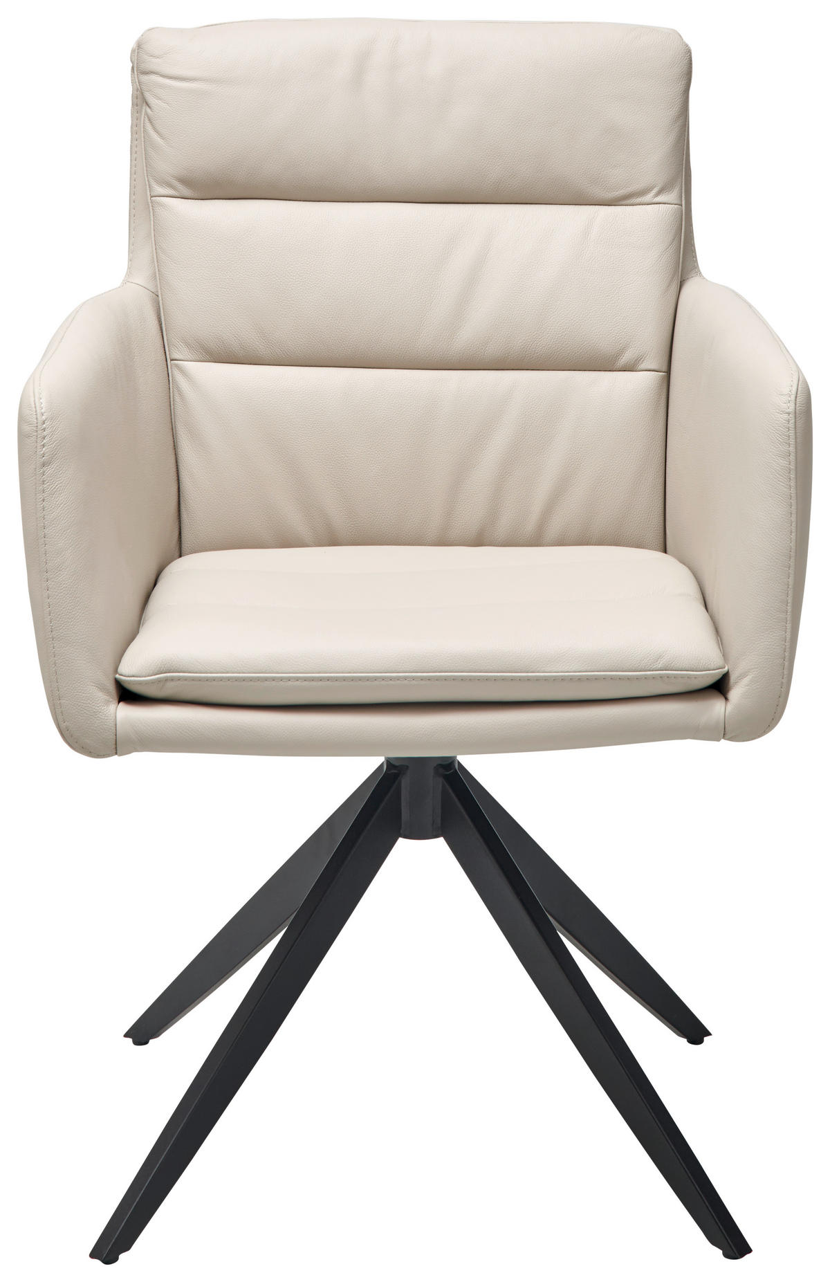ARMLEHNSTUHL  in Stahl Echtleder pigmentiert  - Beige/Schwarz, Design, Leder/Metall (60/88/62.5cm) - Livetastic