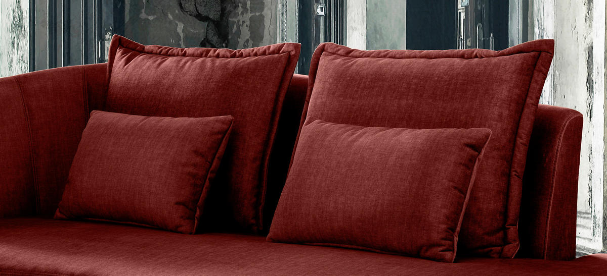 OTTOMANE in Velours Koralle  - Koralle/Schwarz, MODERN, Textil/Metall (211/85/101cm) - Livetastic
