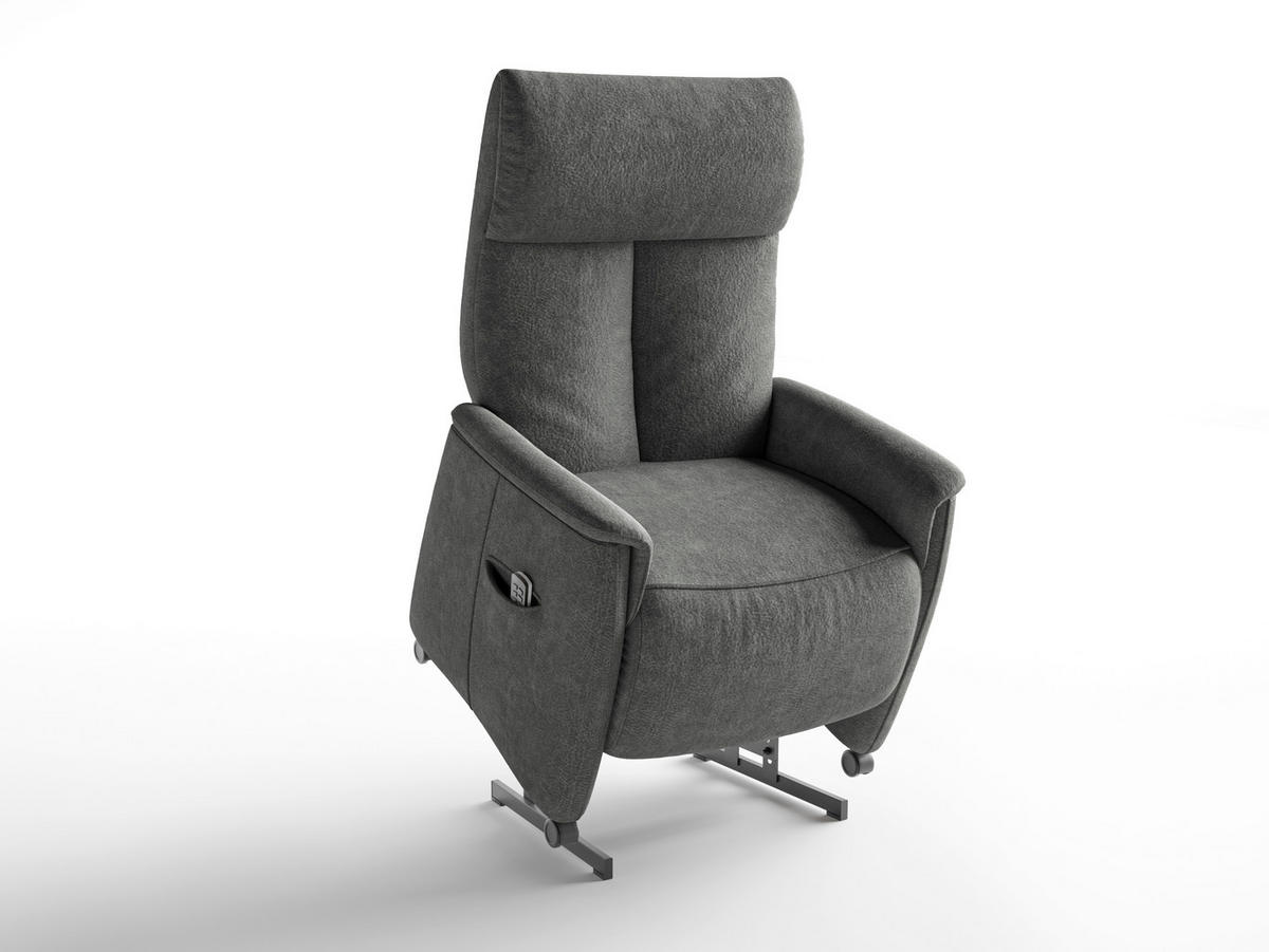 RELAXSESSEL in Textil Dunkelgrau  - Dunkelgrau/Schwarz, Basics, Kunststoff/Textil (76/114/84cm) - Sit & More