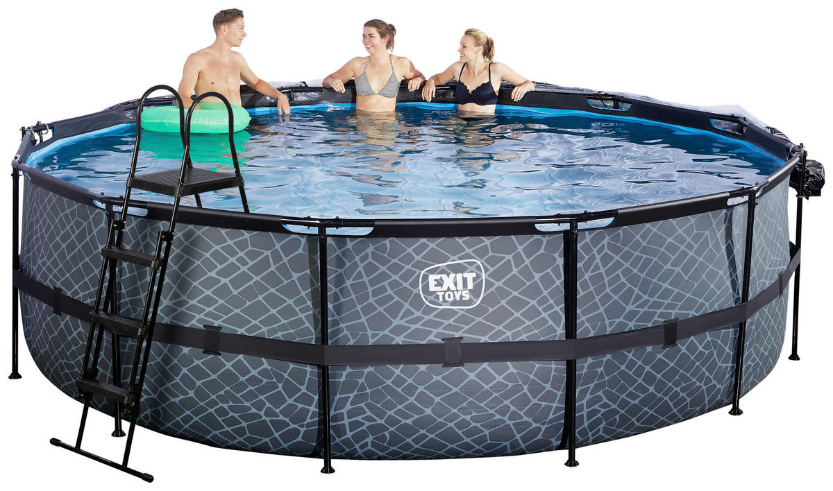 POOL 488/122 cm  - Blaugrau, Konventionell, Kunststoff/Metall (488/122cm) - EXIT Toys