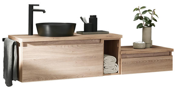 WASCHTISCHKOMBI 160 cm - Eichefarben/Schwarz, Keramik/Holzwerkstoff (160cm) - Novel