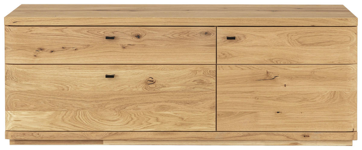LOWBOARD  in 165/62/48 cm  - Eichefarben/Schwarz, Natur, Holz/Metall (165/62/48cm) - Linea Natura