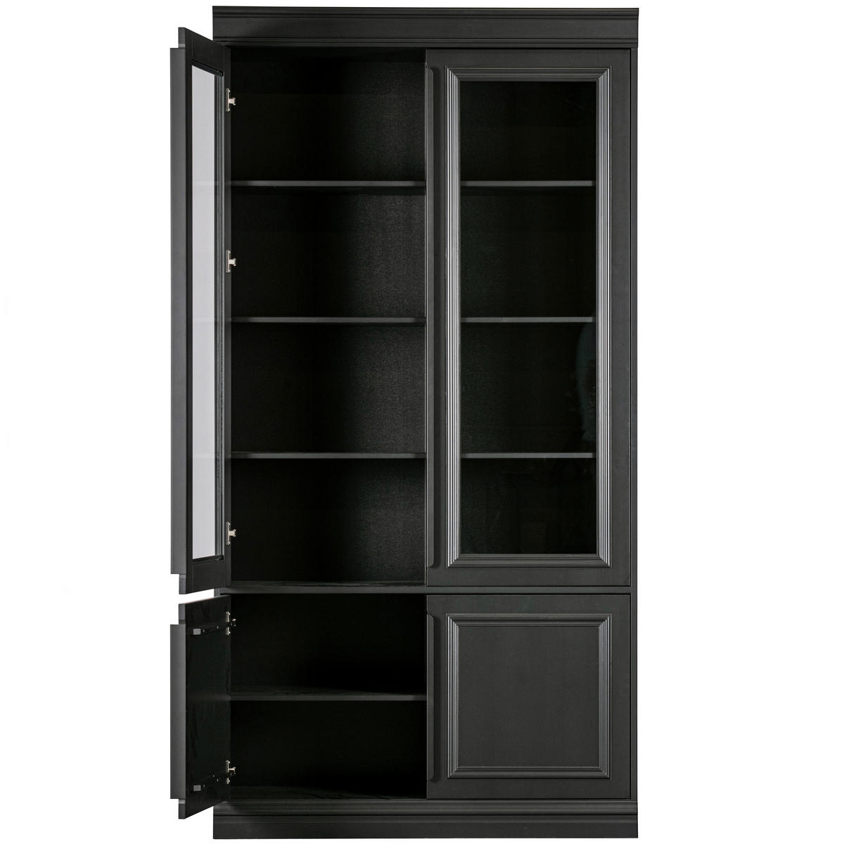 VITRINE  in massiv Kiefer Schwarz  - Schwarz, Design, Glas/Holz (110/215/44cm) - Livetastic
