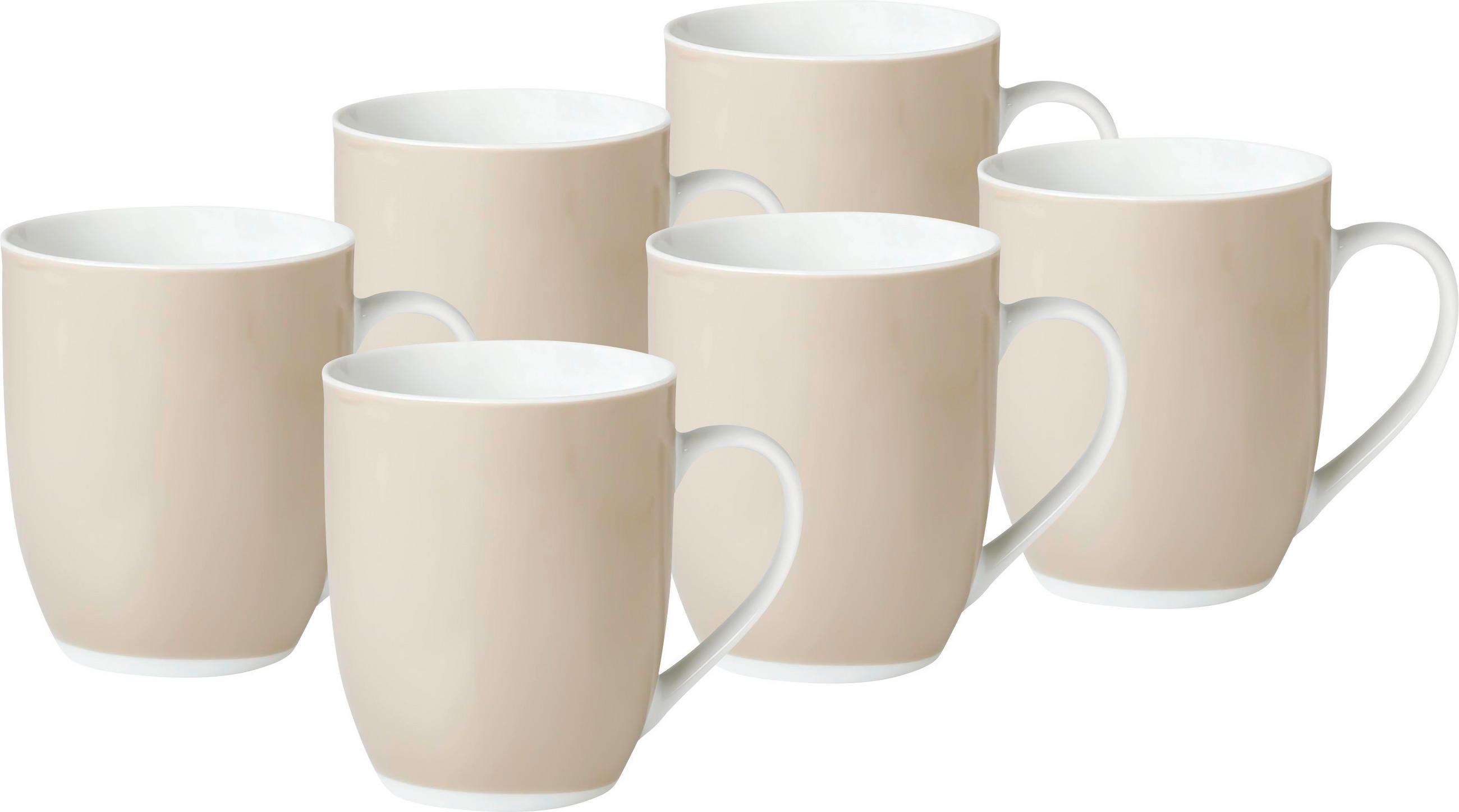 KAFFEEBECHERSET VARIO 6-teilig  - Taupe/Weiß, Basics, Keramik (11/10/8cm) - Van Well