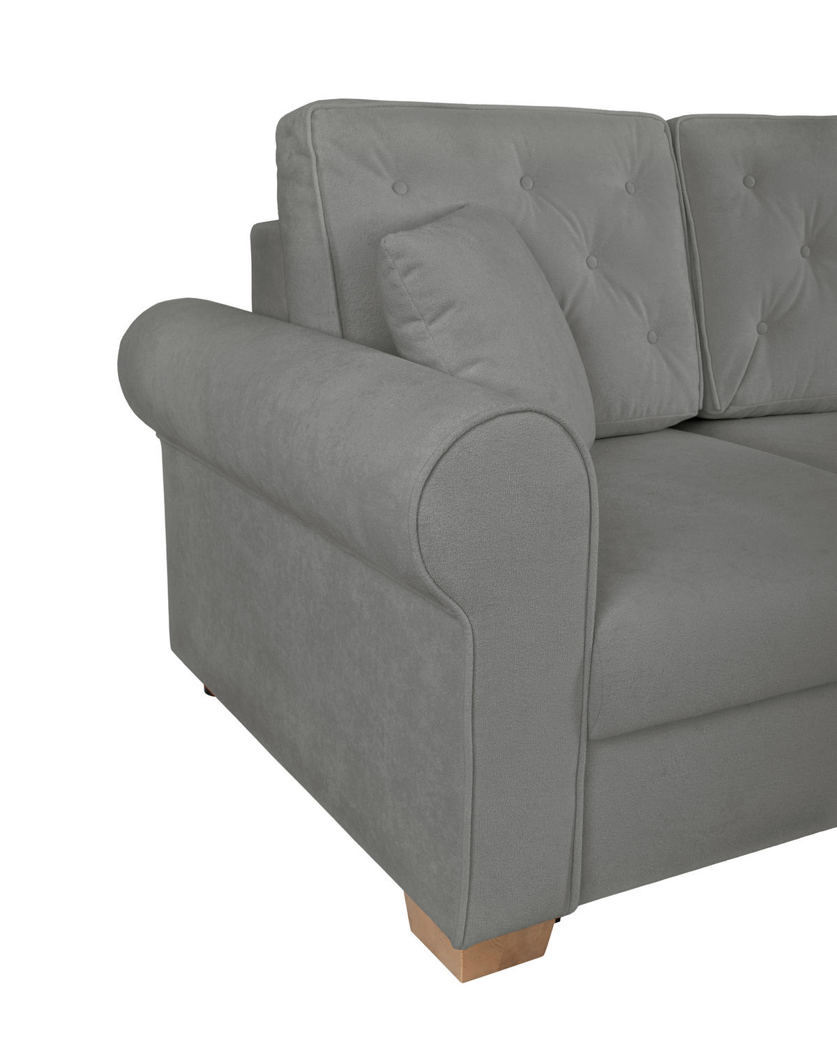 SCHLAFSOFA in Bouclé Grau  - Buchefarben/Grau, Design, Holz/Textil (240/94/98cm) - MID.YOU