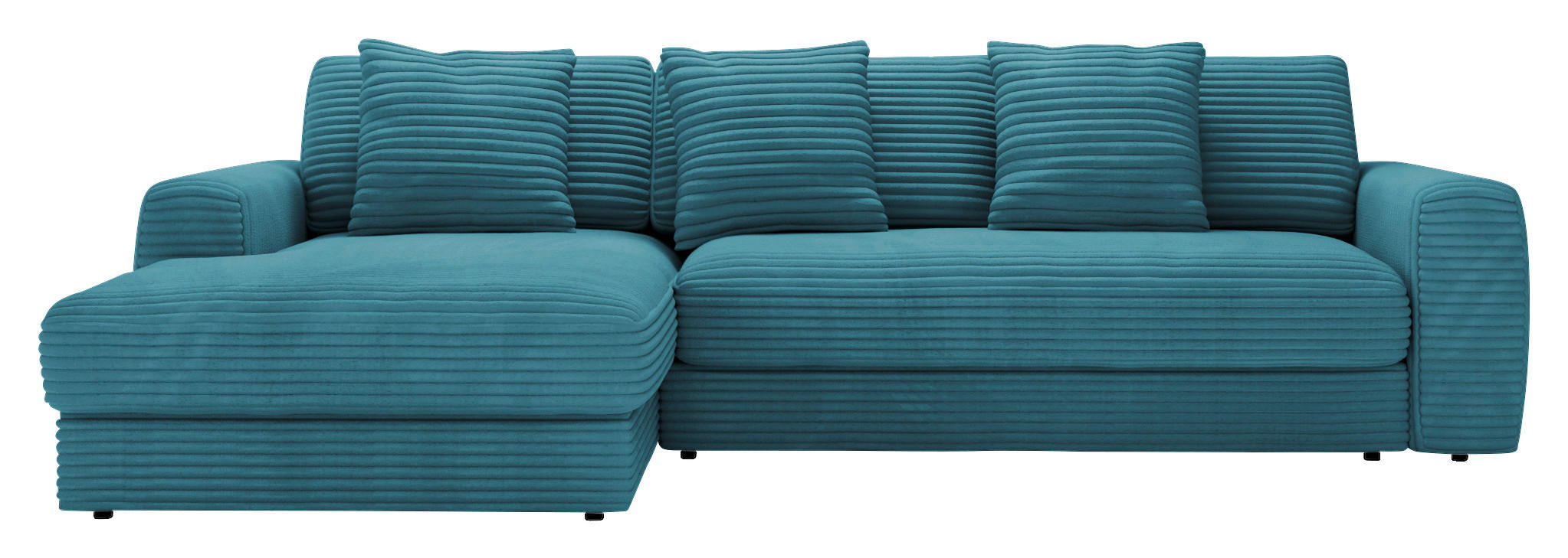 ECKSOFA in Cord Petrol  182/302 cm  - Petrol/Schwarz, MODERN, Kunststoff/Textil (182/302cm) - Carryhome
